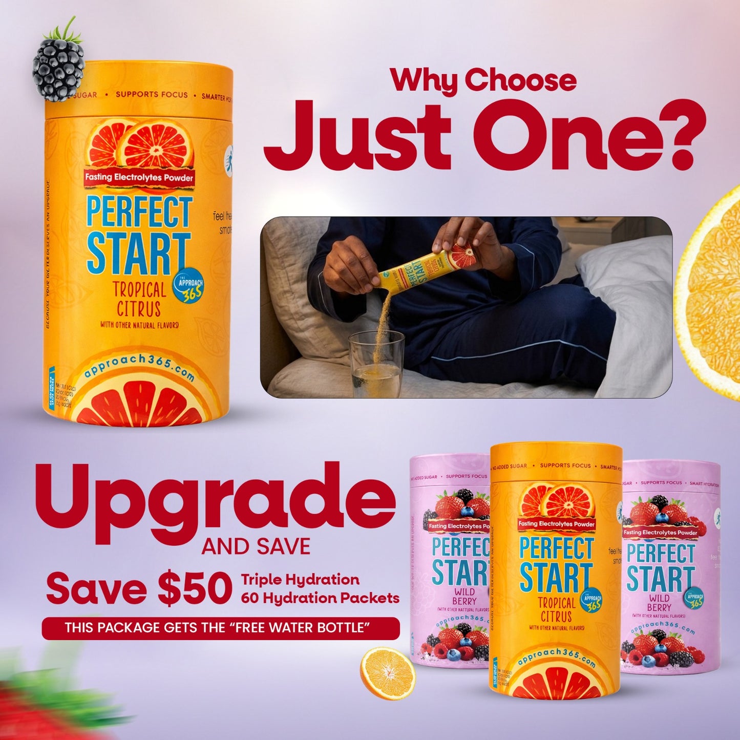 Triple Hydration – 2 Wild Berry, 1 Tropical Citrus+ FREE WATER BOTTLE