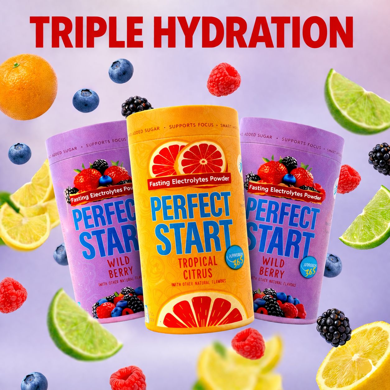 Triple Hydration – 2 Wild Berry, 1 Tropical Citrus+ FREE WATER BOTTLE
